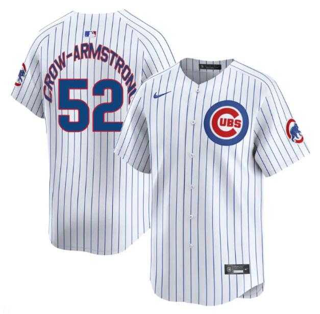 Mens Chicago Cubs #52 Pete Crow-Armstrong White Home Limited Stitched Jersey Dzhi